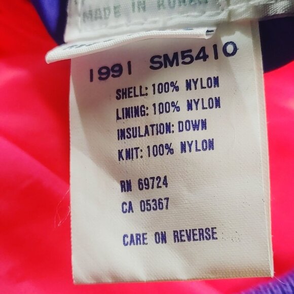 Columbia Down Reversible Puffer Jacket Large Vintage Purple Neon Pink Retro Ski - Picture 10 of 16